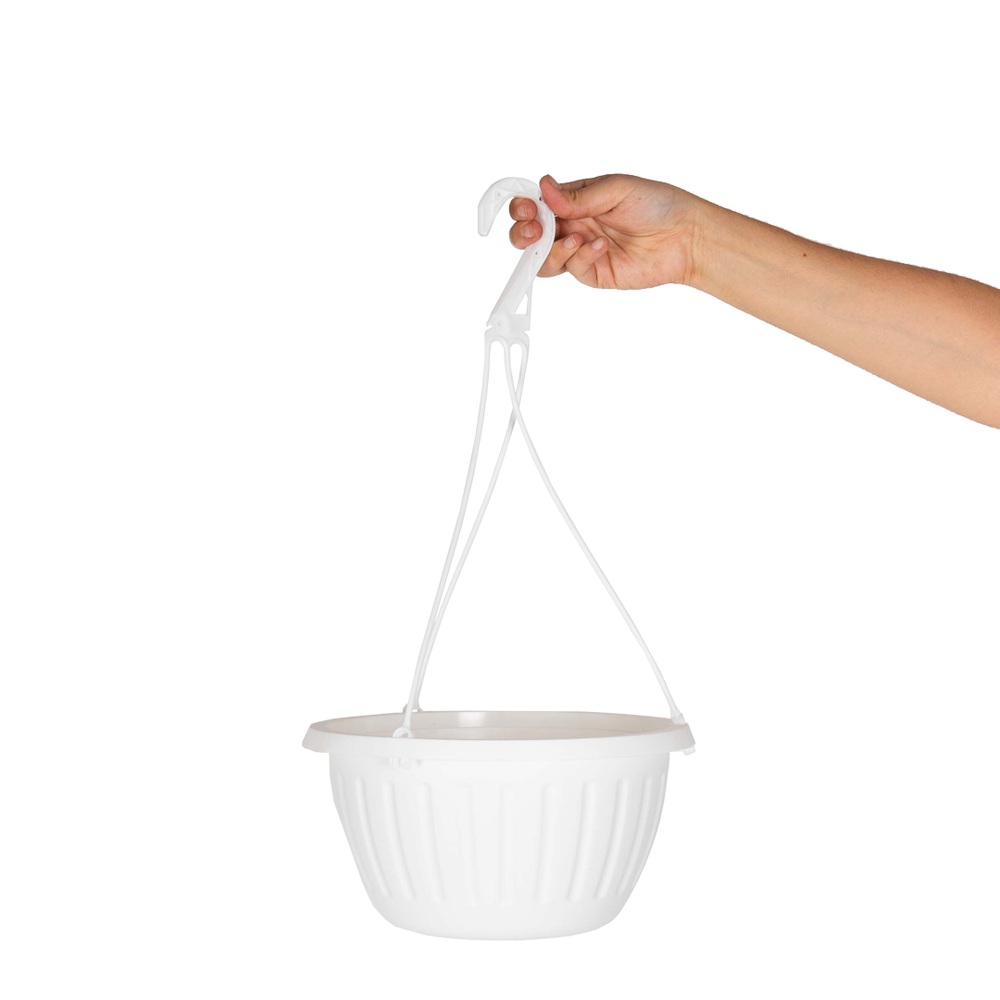 Kit Maceta Colgante 10 pulgadas Blanca Paquete 12 piezas | Matec