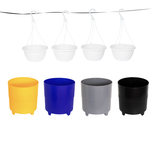 Paquete 8 — 4 Macetas DK10 + 4 Colgantes