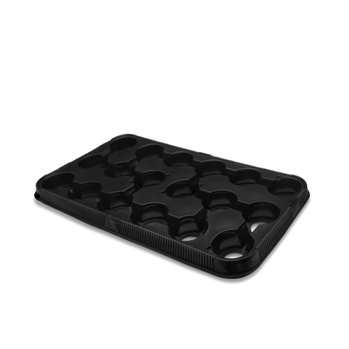 Charola Transp 3.5p 18 Celdas Negro Paq 10