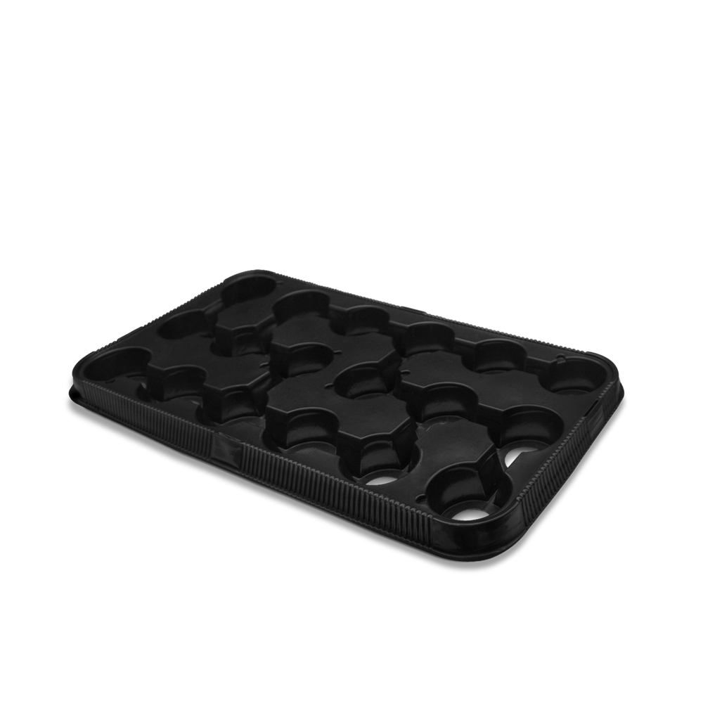 Charola Transp 3.5p 18 Celdas Negro Paq 10